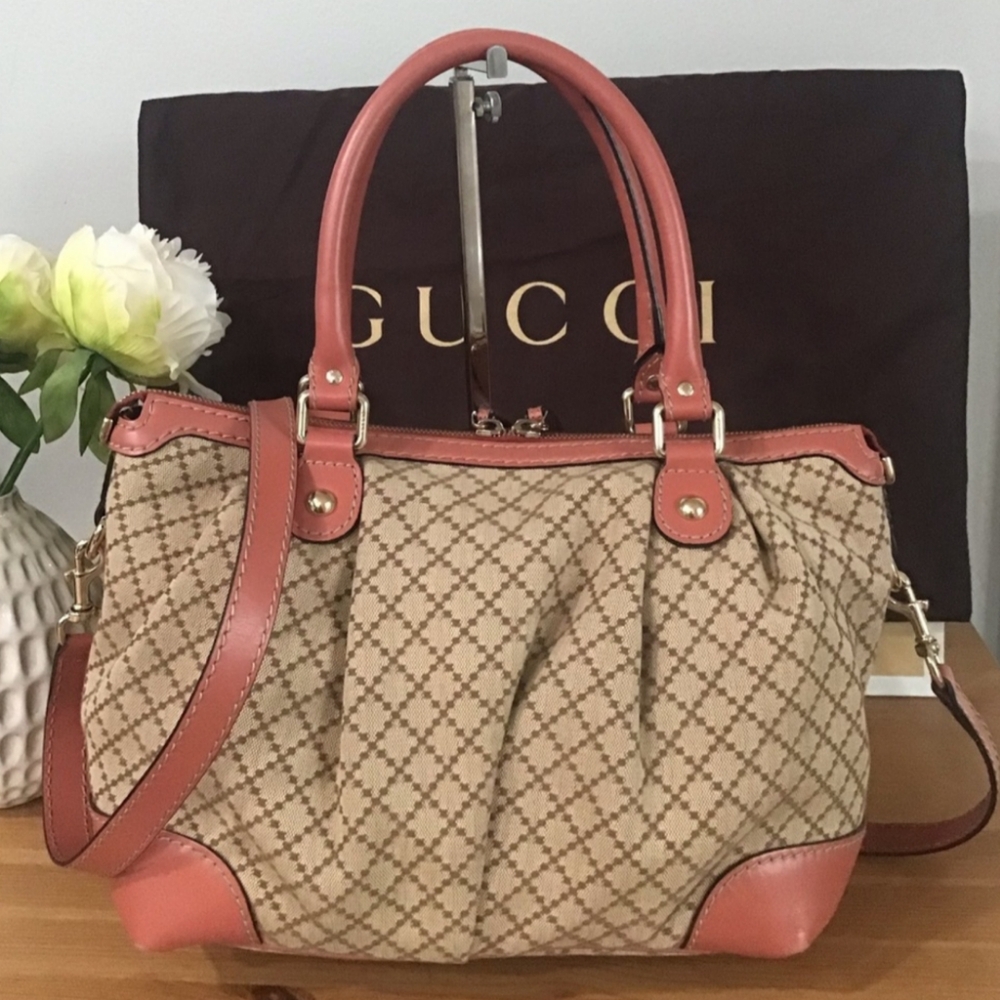 SOLD - GUCCI Sukey Diamante 2-way Bag in Beautiful Coral!